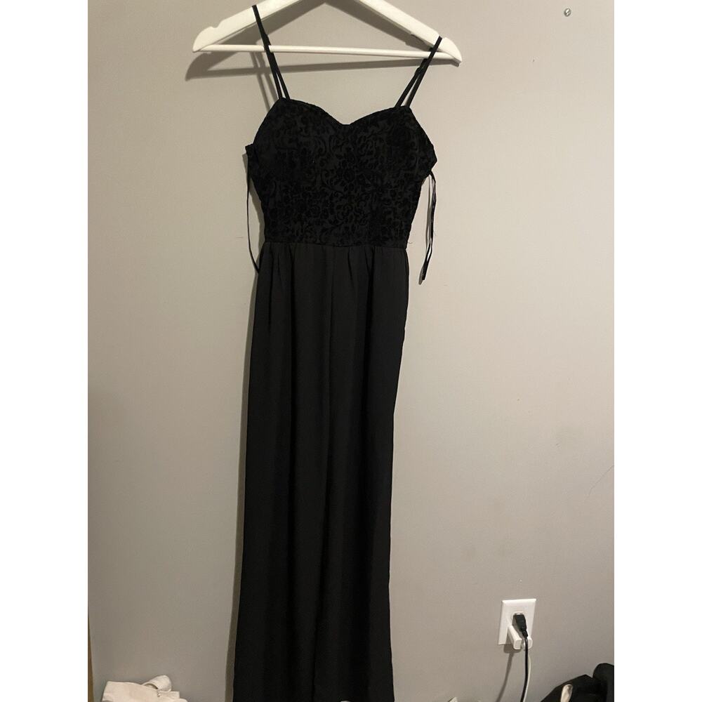 Band of the Gypsies Black Velvet Bustier Wide Leg Jumpsuit Size Small‎